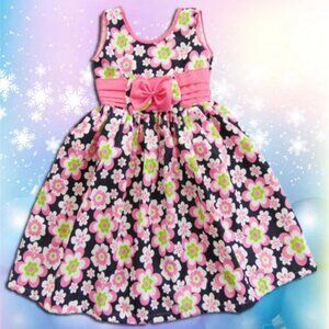NWT GIRLS KIDS FASHION CUTE FLOWERS PRINCESS PINK FLORAL CHILDREN DRESS SIZE 2